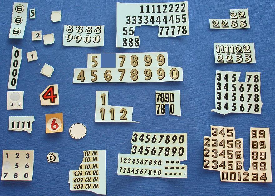 Various 124 132 Scale Slot Car Decal Numbers