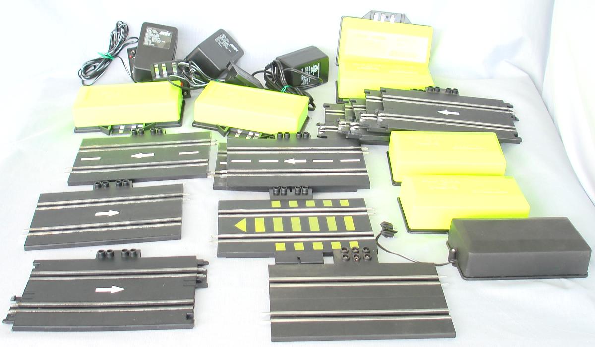 Artin 1:43 Scale Slot Car Racing Set Terminal Straight Track, Battery Boxes & Wall Power Packs