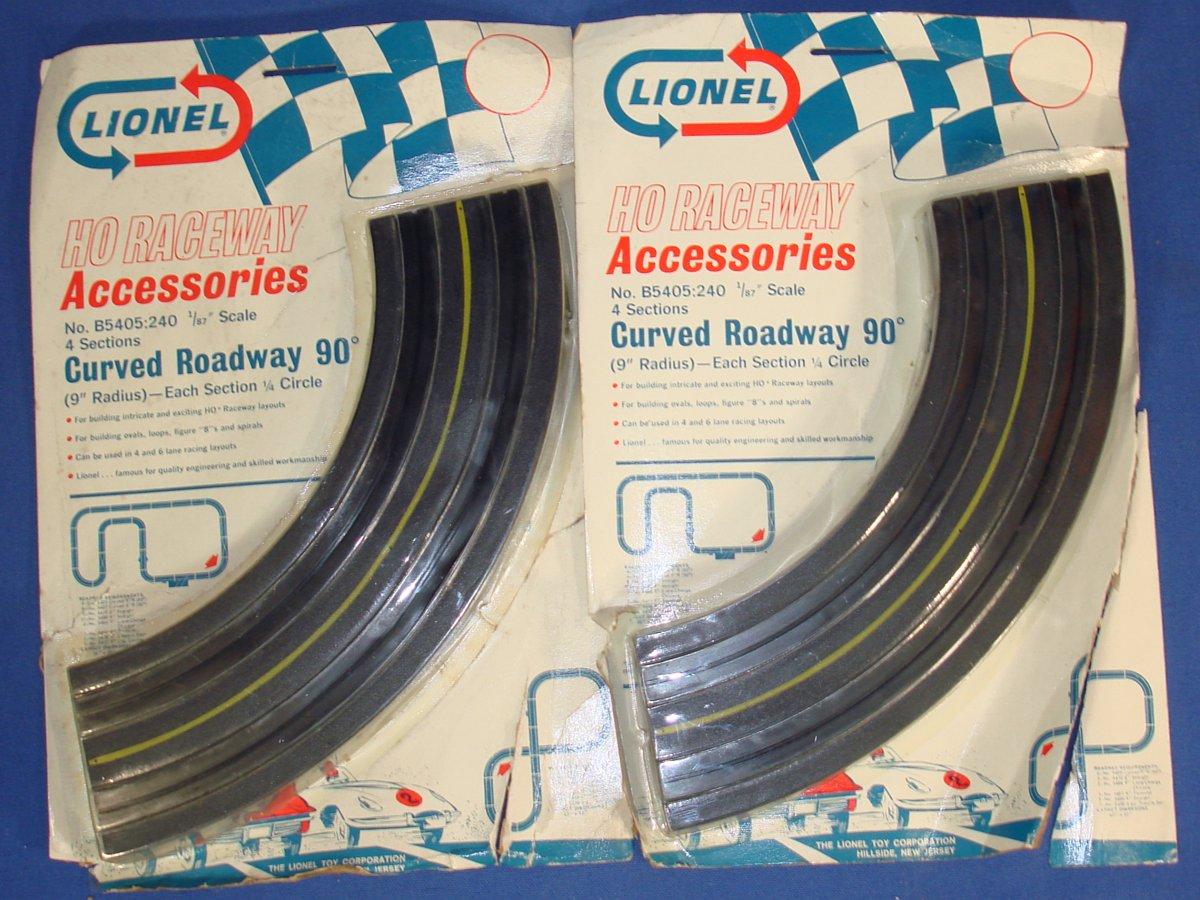 Lionel Raceway Accessories HO Slot Car Track Curved Roadway Nine Inch Sections #B5405:240 Lionel Raceway Accessories HO Slot Car Track Curved Roadway Nine Inch Sections #B5405:240