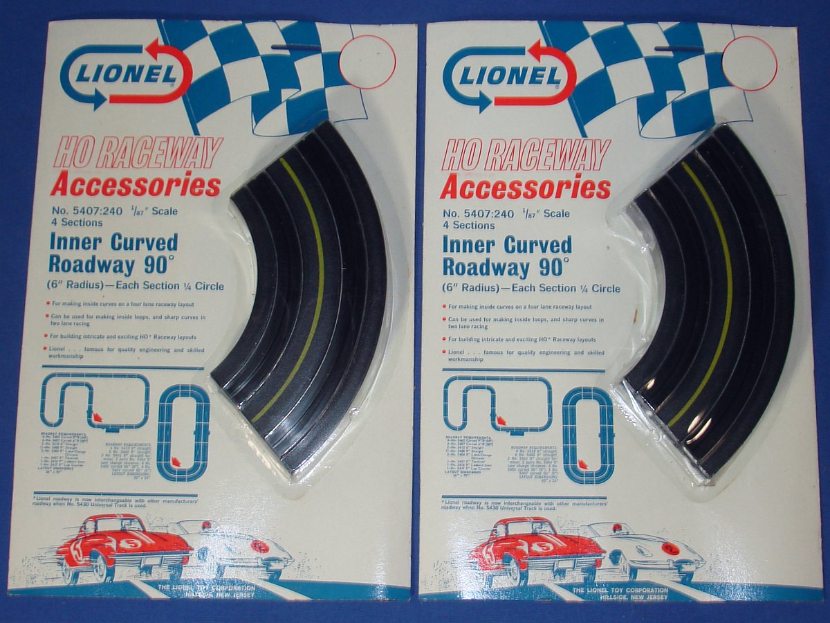 Lionel Raceway Accessories HO Slot Car Track Inner Curved Roadway Six Inch Sections #5407:240 Lionel Raceway Accessories HO Slot Car Track Inner Curved Roadway Six Inch Sections #5407:240