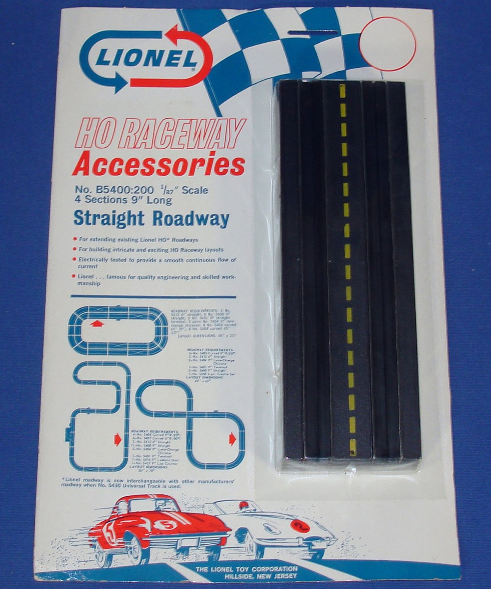 Lionel Raceway Accessories HO Slot Car Track Inner Straight Roadway Nine Inch Sections #B5400:200 Lionel Raceway Accessories HO Slot Car Track Inner Straight Roadway Nine Inch Sections #B5400:200