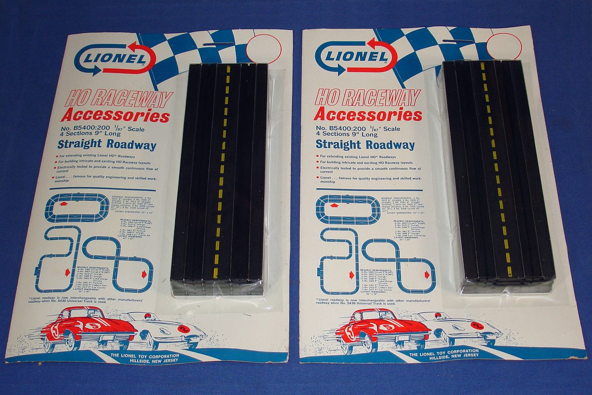 Lionel Raceway Accessories HO Slot Car Track Inner Straight Roadway Nine Inch Sections #B5400:200 Lionel Raceway Accessories HO Slot Car Track Inner Straight Roadway Nine Inch Sections #B5400:200