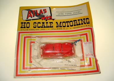 ATLAS HO SCALE MOTORING SLOT CARS RED 1936 FORD COUPE CARDED CAR #1281 ATLAS HO SCALE MOTORING SLOT CARS RED 1936 FORD COUPE CARDED CAR #1281
