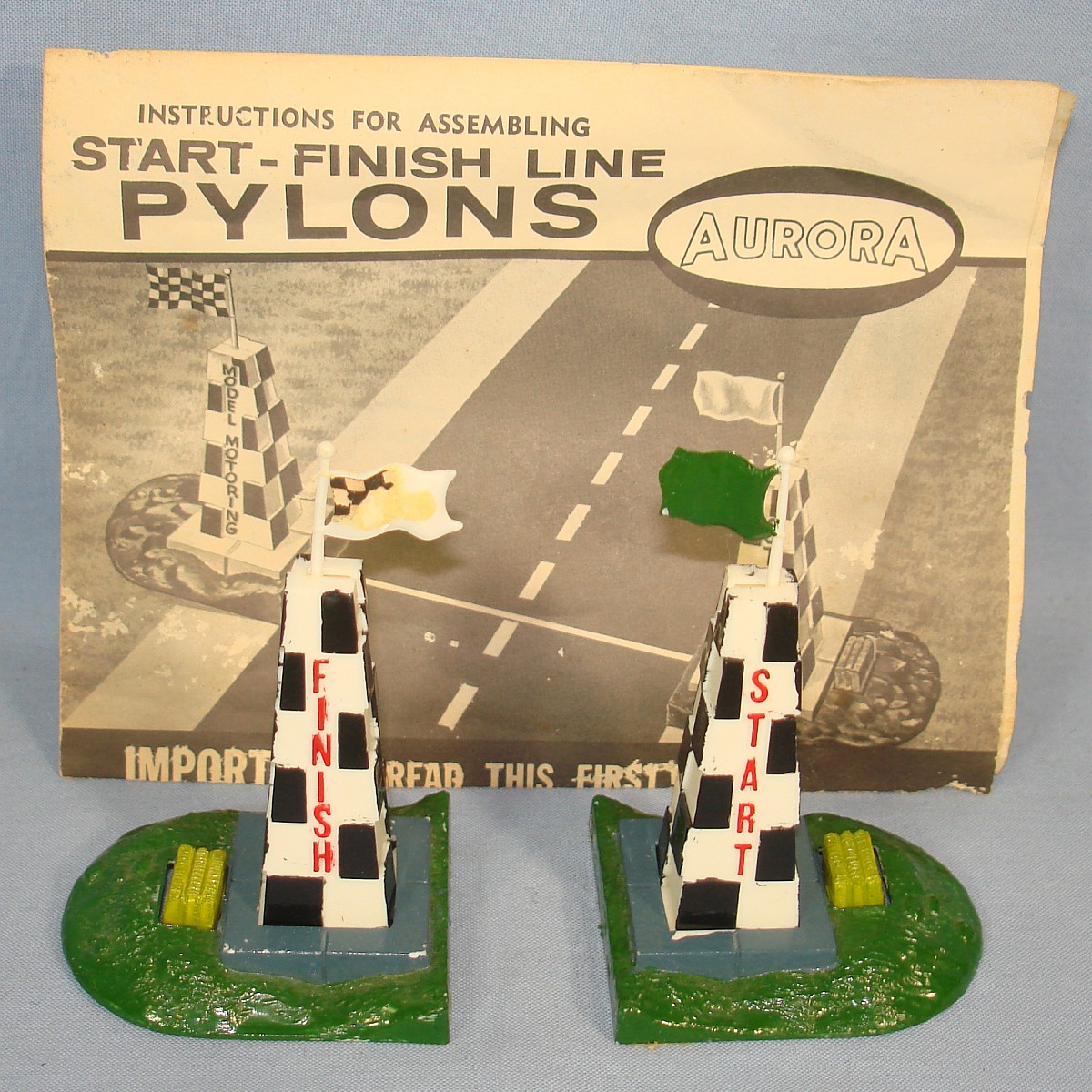 Aurora Model Motoring HO Scale Slot Car Racing Start Finish Line Built Pylons Kit #1450 Aurora Model Motoring HO Scale Slot Car Racing Start Finish Line Built Pylons Kit #1450